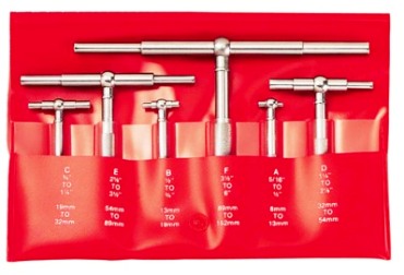thumbnail interactive-video image 1 of Labwork Precision Telescoping Gage Set – 6-Pack – 5/16" To 6" Range – T-Bore Hole Gauges 1 of 2