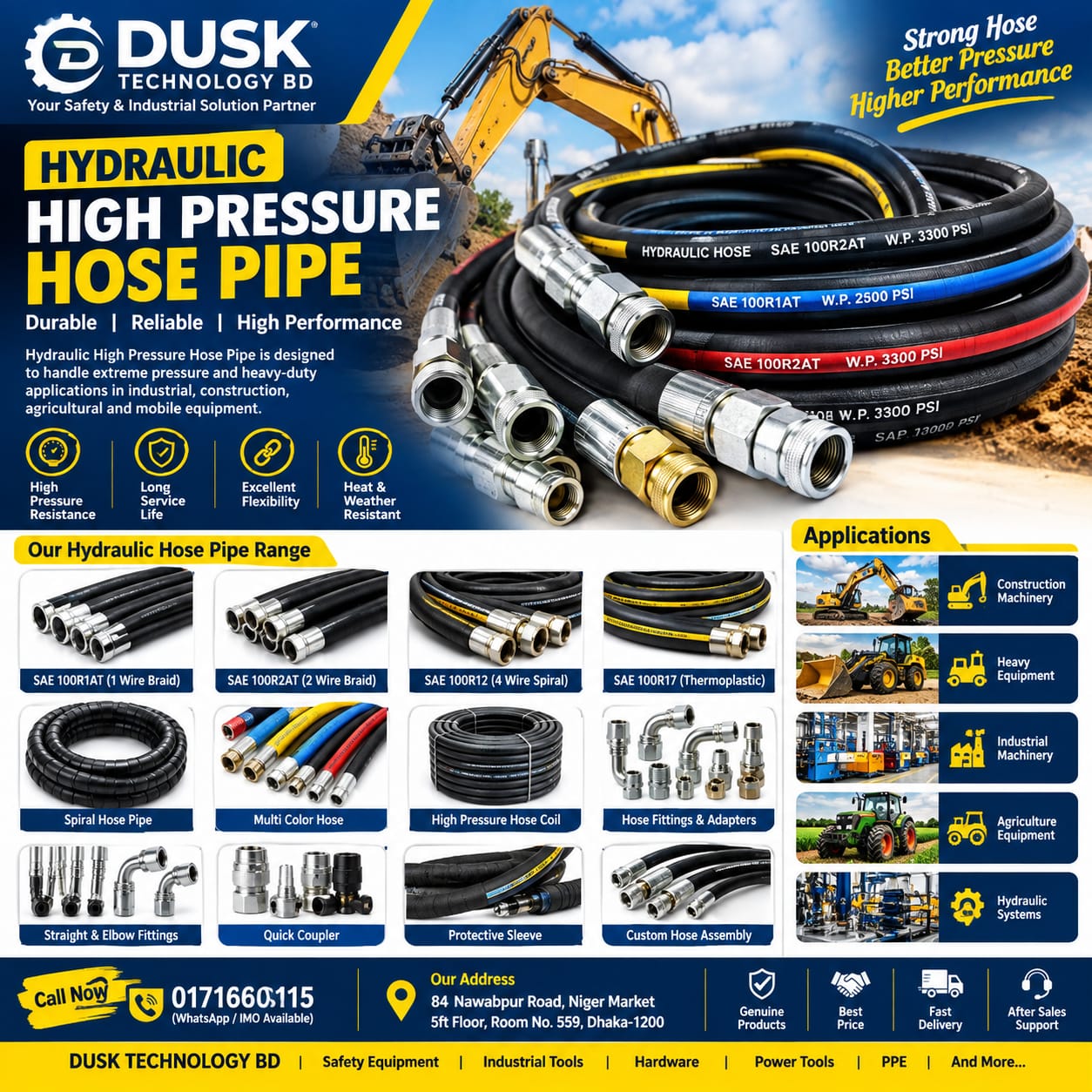 High Pressure Hydraulic Hose, Hydraulic Hose Pipe, Hydraulic Oil Hose, Steel Wire Hydraulic Hose, Hydraulic Pressure Hose, Heavy Duty Hydraulic Hose, Industrial Hydraulic Hose, Excavator Hose, Hydraulic Hose Bangladesh, Hydraulic Hose Fittings, Construction Equipment Hose, Hydraulic Machine Hose, Hydraulic Pipe, High Pressure Hose, Hydraulic Accessories